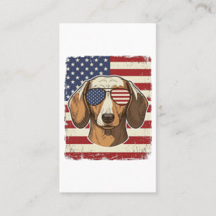Vintage Patriotic Dachshund Flag Sunglasses Vector Business Card
