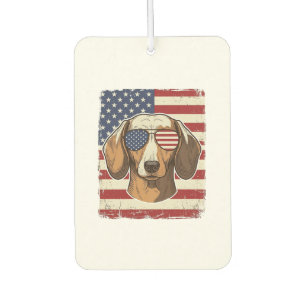 Vintage Patriotic Dachshund Flag Sunglasses Vector Car Air Freshener