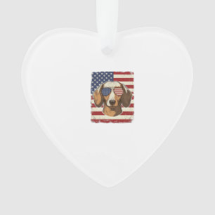 Vintage Patriotic Dachshund Flag Sunglasses Vector Ornament