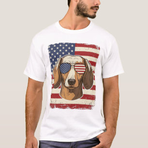Vintage Patriotic Dachshund Flag Sunglasses Vector T-Shirt