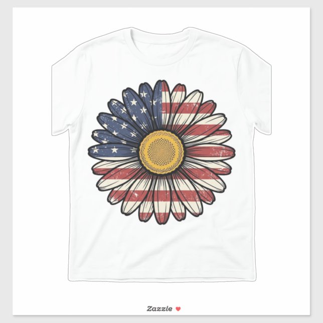 Vintage Patriotic Daisy Flower Vector Design_1 (Sheet)