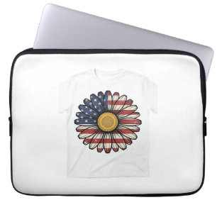 Vintage Patriotic Daisy Flower Vector Design_1 Laptop Sleeve