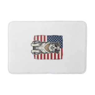 Vintage Patriotic Dog American Flag Shirt Design_1 Bath Mat