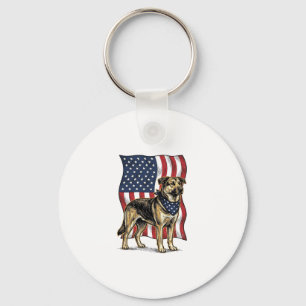 Vintage Patriotic Dog Flag Vector Shirt Design_1 Key Ring