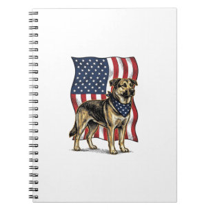 Vintage Patriotic Dog Flag Vector Shirt Design_1 Notebook