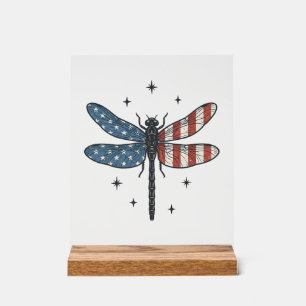 Vintage Patriotic Dragonfly Vector Shirt Design_1 Acrylic Sign