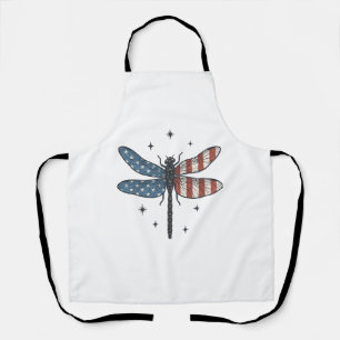 Vintage Patriotic Dragonfly Vector Shirt Design_1 Apron