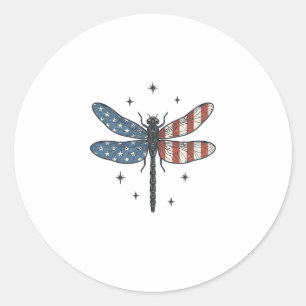 Vintage Patriotic Dragonfly Vector Shirt Design_1 Classic Round Sticker