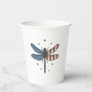 Vintage Patriotic Dragonfly Vector Shirt Design_1 Paper Cups