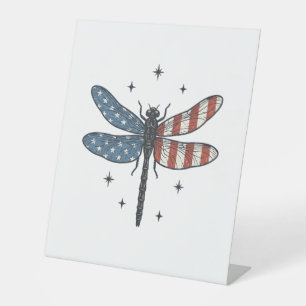 Vintage Patriotic Dragonfly Vector Shirt Design_1 Pedestal Sign