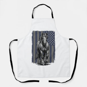 Vintage Patriotic Draught Horse Flag Vector Design Apron
