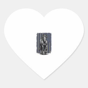 Vintage Patriotic Draught Horse Flag Vector Design Heart Sticker
