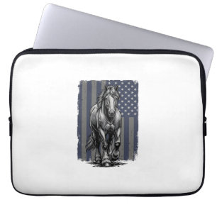 Vintage Patriotic Draught Horse Flag Vector Design Laptop Sleeve