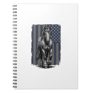 Vintage Patriotic Draught Horse Flag Vector Design Notebook