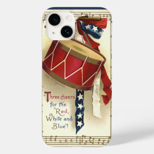 Vintage Patriotic, Drums with Musical Notes Case-Mate iPhone 14 Case