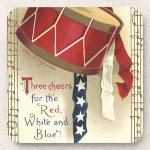 Vintage Patriotic, Drums with Musical Notes Coaster