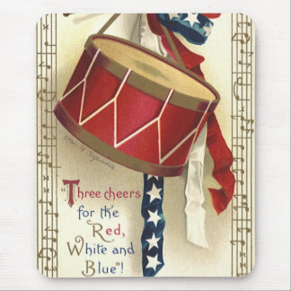 Vintage Patriotic, Drums with Musical Notes Mouse Pad