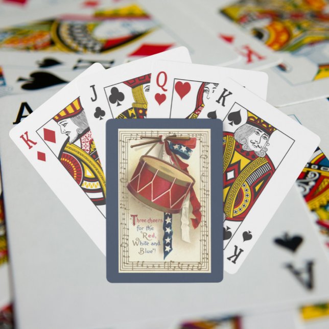 Vintage Patriotic, Drums with Musical Notes Playing Cards (Creator Uploaded)