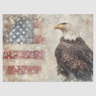 Vintage Patriotic Eagle American Flag Decoupage Tissue Paper