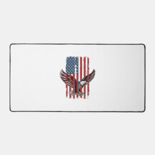 Vintage Patriotic Eagle Flag Shirt Design_1 Desk Mat