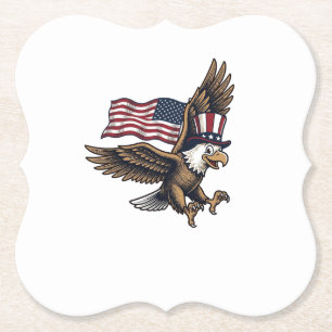 Vintage Patriotic Eagle Flag Shirt Design_1 Paper Coaster