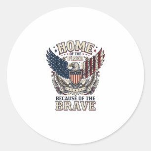 Vintage Patriotic Eagle Home of the Free Shirt_1 Classic Round Sticker