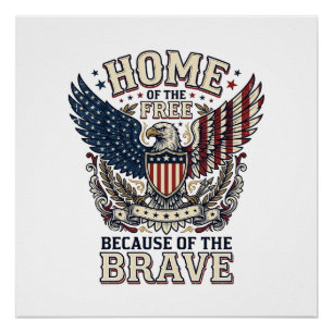 Vintage Patriotic Eagle Home of the Free Shirt_1 Poster
