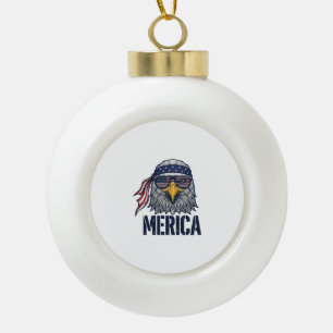 Vintage Patriotic Eagle Merica Shirt Design_1 Ceramic Ball Christmas Ornament