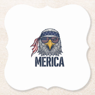 Vintage Patriotic Eagle Merica Shirt Design_1 Paper Coaster