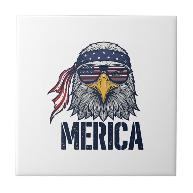 Vintage Patriotic Eagle Merica Shirt Design_1 Tile (Front)