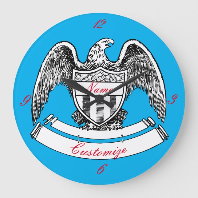Vintage Patriotic Eagle PlaqueThunder_Cove Large Clock (Front)