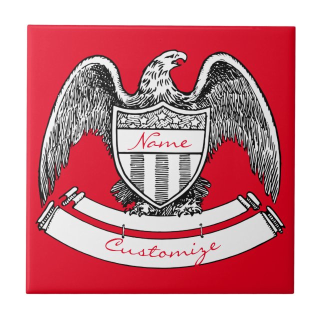 Vintage Patriotic Eagle PlaqueThunder_Cove Tile (Front)