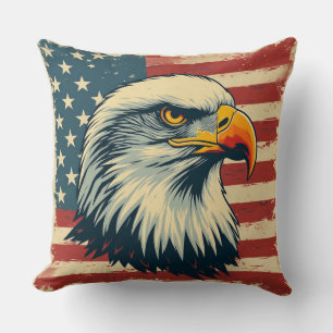 Vintage Patriotic Eagle Print – USA Flag Cushion