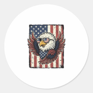 Vintage Patriotic Eagle Sunglasses Shirt Design_1 Classic Round Sticker