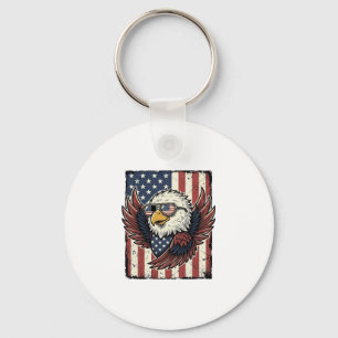 Vintage Patriotic Eagle Sunglasses Shirt Design_1 Key Ring