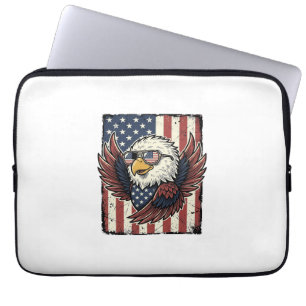 Vintage Patriotic Eagle Sunglasses Shirt Design_1 Laptop Sleeve