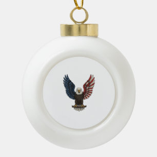 Vintage Patriotic Eagle Vector Shirt Design_1 Ceramic Ball Christmas Ornament