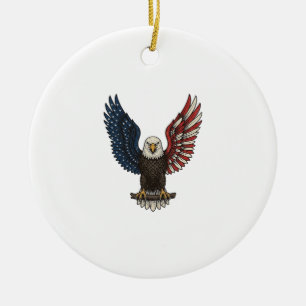 Vintage Patriotic Eagle Vector Shirt Design_1 Ceramic Tree Decoration