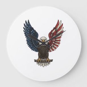 Vintage Patriotic Eagle Vector Shirt Design_1 Large Clock
