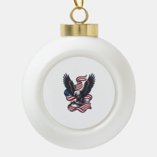 Vintage Patriotic Eagle Vector Shirt Design (2)_1 Ceramic Ball Christmas Ornament