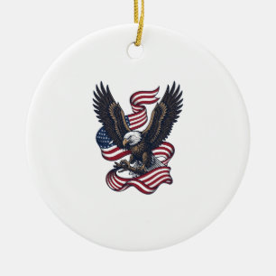 Vintage Patriotic Eagle Vector Shirt Design (2)_1 Ceramic Tree Decoration