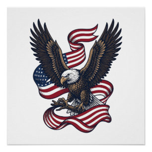Vintage Patriotic Eagle Vector Shirt Design (2)_1 Poster