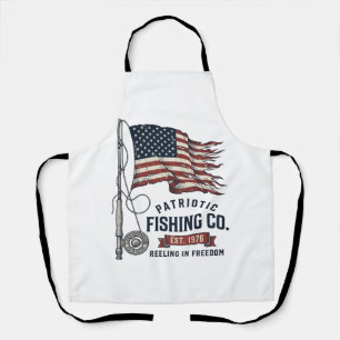 Vintage Patriotic Fishing Flag Vector Design_1 Apron