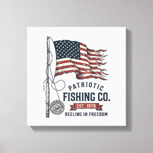 Vintage Patriotic Fishing Flag Vector Design_1 Canvas Print