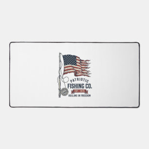 Vintage Patriotic Fishing Flag Vector Design_1 Desk Mat