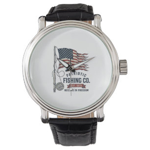 Vintage Patriotic Fishing Flag Vector Design_1 Watch