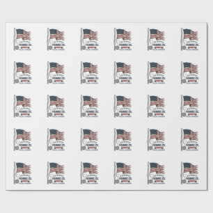 Vintage Patriotic Fishing Flag Vector Design_1 Wrapping Paper