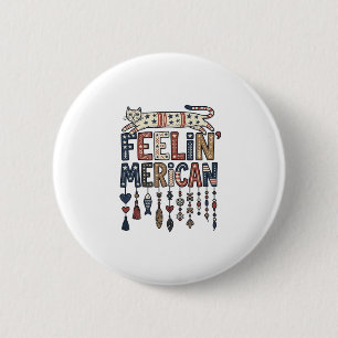 Vintage Patriotic Folk Cat American T-Shirt Design 6 Cm Round Badge