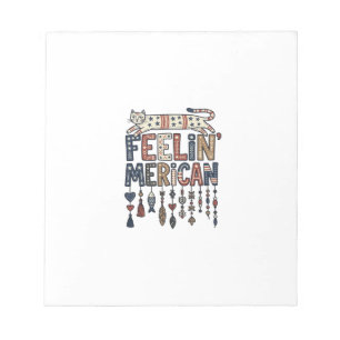 Vintage Patriotic Folk Cat American T-Shirt Design Notepad