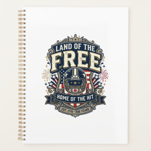 Vintage Patriotic Football Land of the Free Shirt_ Planner